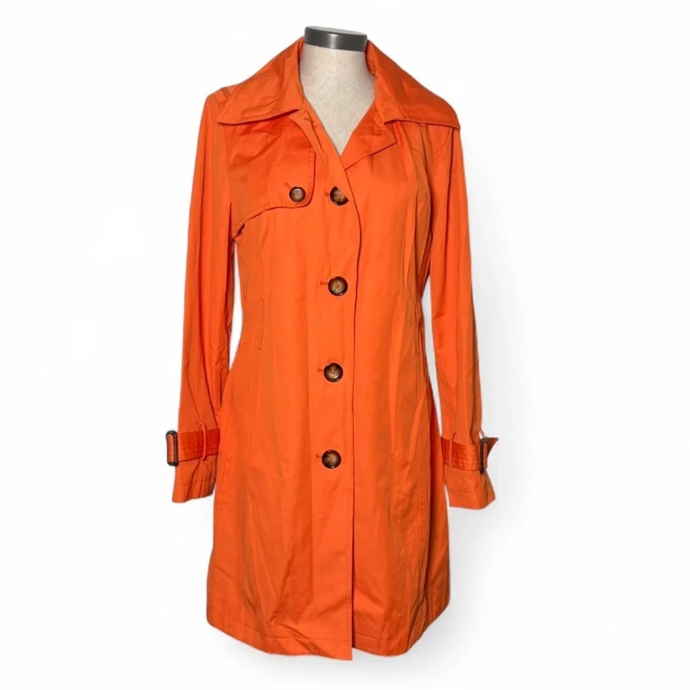 Michael Kors Orange Trench Coat Rain Jacket Womens Medium